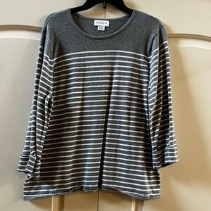 Gray and white striped Liz Claiborne tunic.